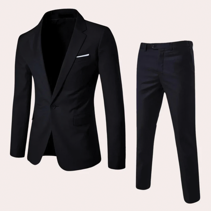 Men's slim fit two-piece suit set lightweight blazer and trousers in neutral tone for weddings