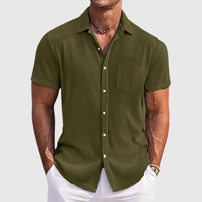 Ayden striped short sleeve shirt lightweight relaxed fit subtle vertical texture casual vacation wear