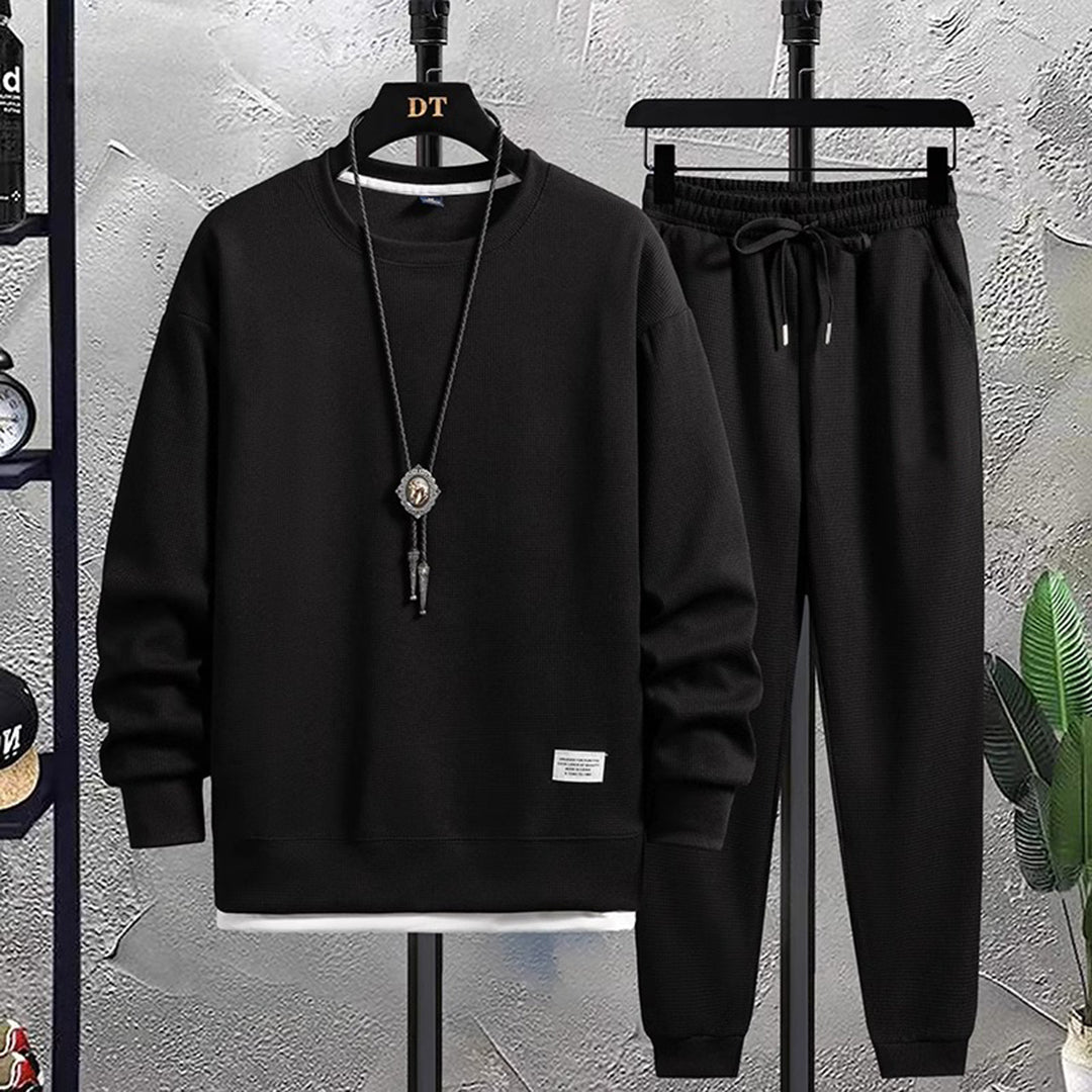 Jordan men gray jogger set comfort fit pullover sweatshirt matching sweatpants two-piece activewear