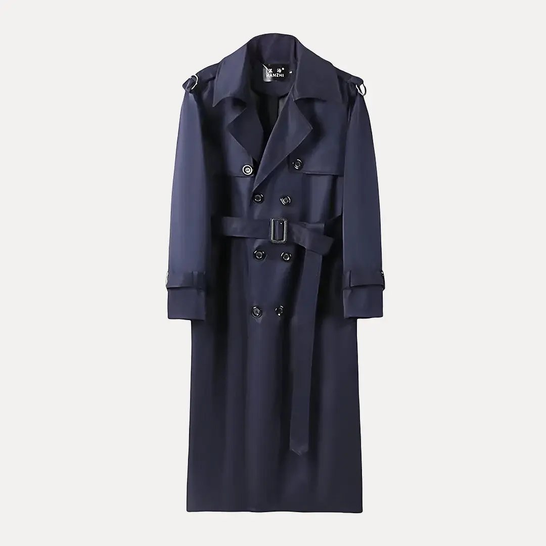 Women's over-the-knee trench coat long length classic British silhouette for business and casual wear