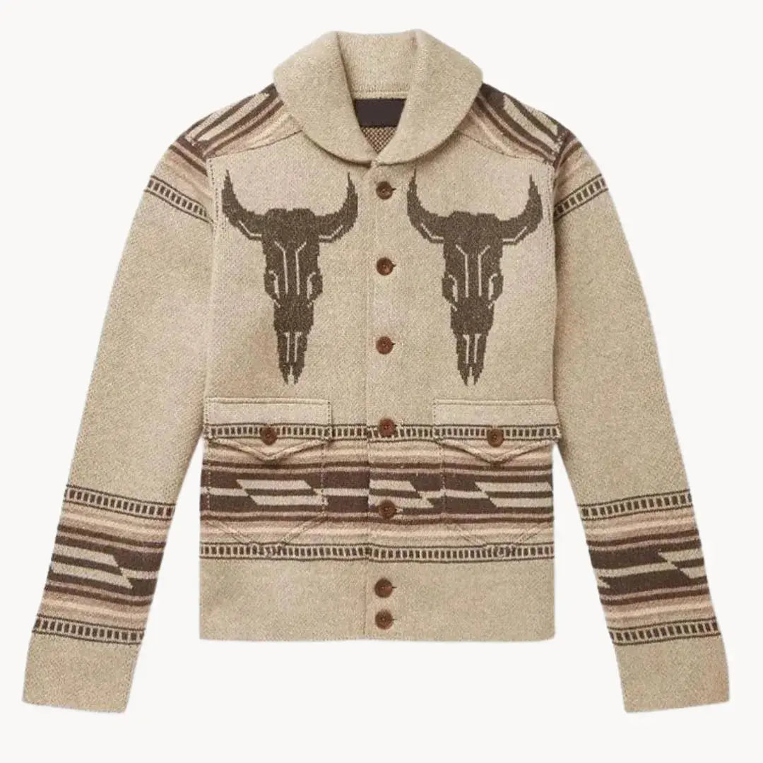 Jackson Frontier wool blend cardigan Western-style cozy rugged cut with classic frontier-inspired detailing