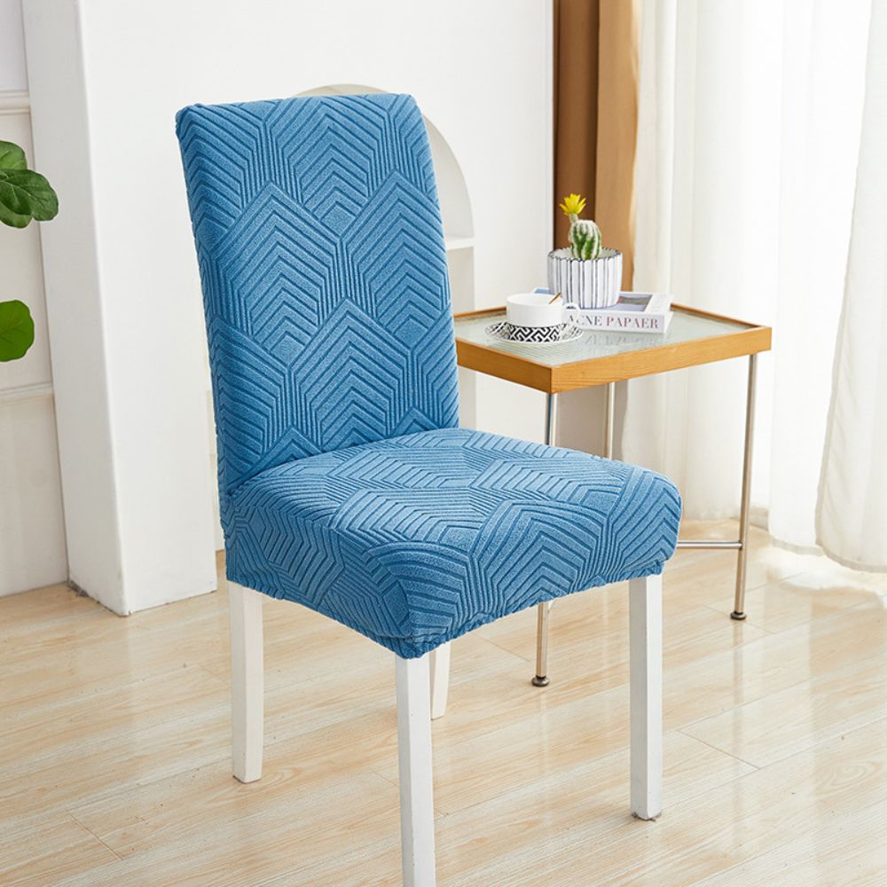 Elastic jacquard chair cover textured pattern stretch fabric tailored wrinkle-free modern dining room fit