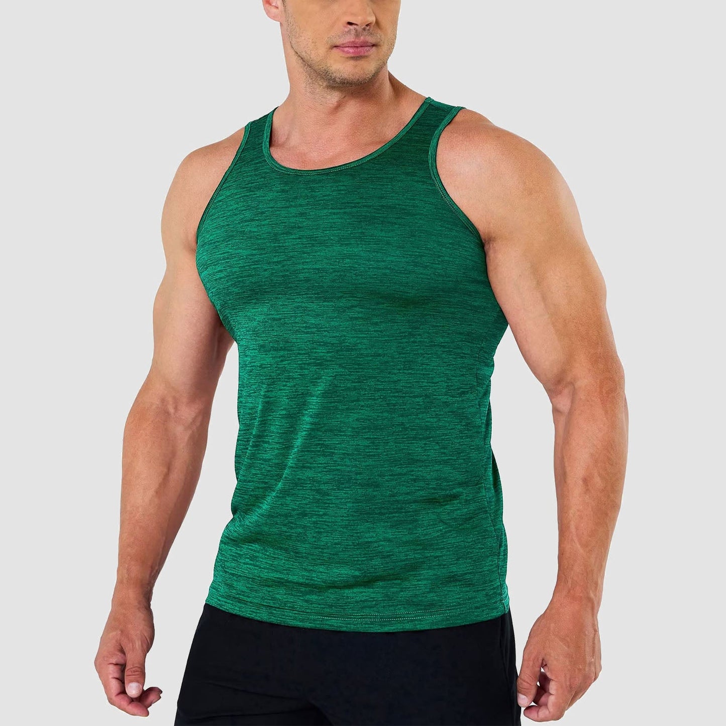 Men's quick-dry sleeveless gym tank top moisture-wicking performance shirt in solid color athletic cut
