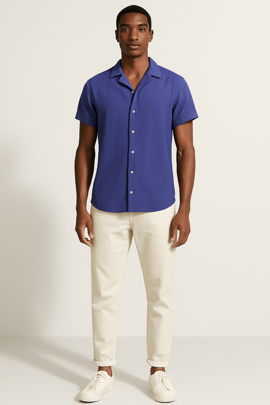 Jannik loose-cut lightweight shirt and pants set in neutral tones with urban casual style