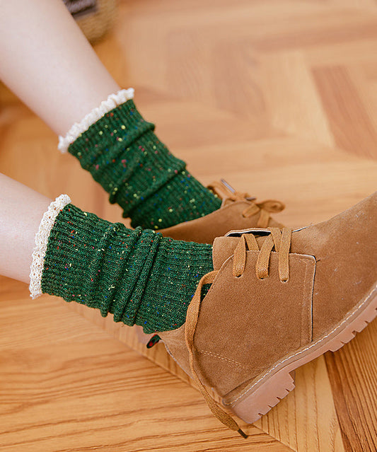 Chaussettes mi-mollet japonaises en patchwork de dentelle pour l'automne et l'hiver - Urbann-Vibe