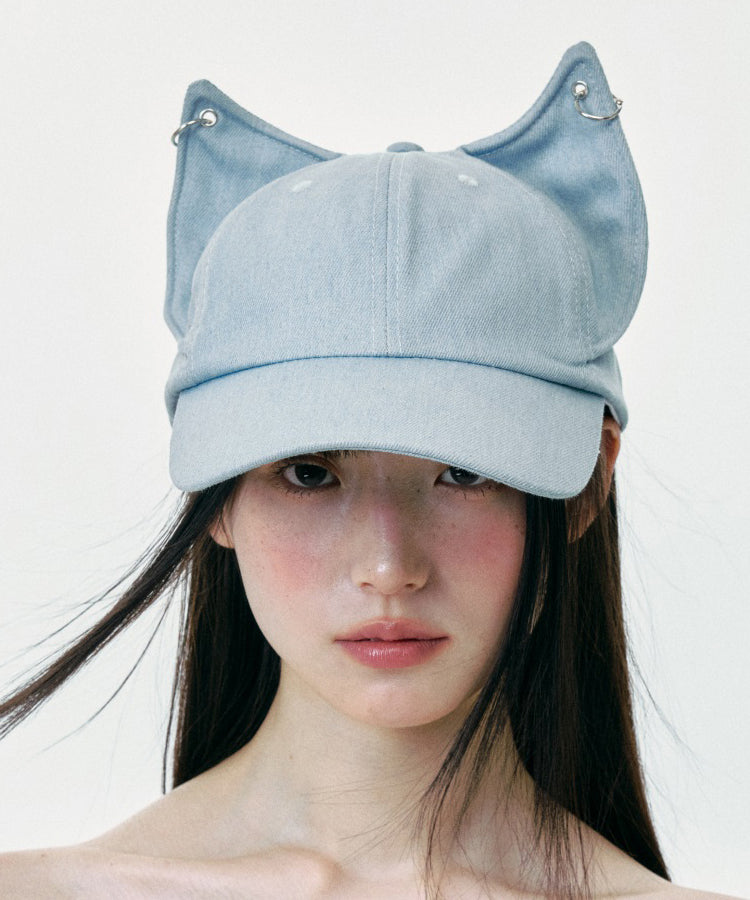 Casquette de baseball en denim avec oreilles de chat mignonnes de style japonais - Urbann-Vibe