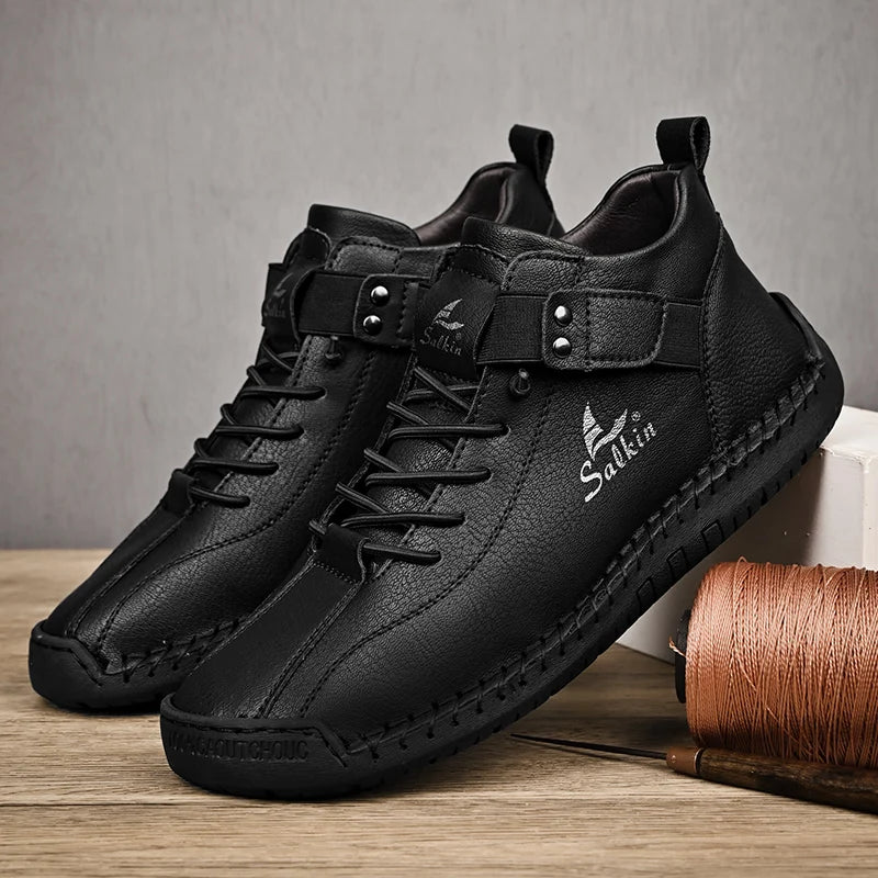 Urbann-Vibe Javi genuine leather shoes brown rugged city explorer style with artisan stitching