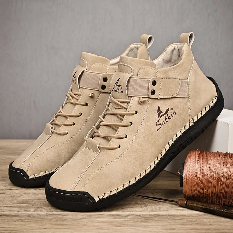 Javi genuine leather shoes brown rugged urban style with artisan stitching for city explorers