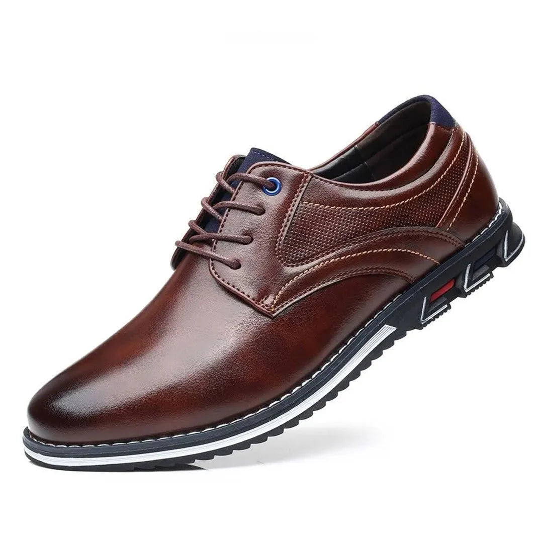 Men's oxford sneakers in classic leather look, cushioned insole, anti-slip sporty sole for professionals
