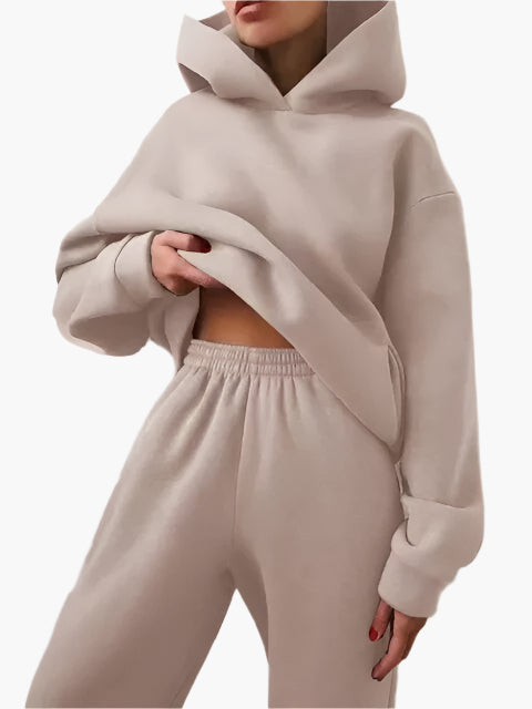 Women's hoodie and jogger set cozy two-piece winter loungewear casual modern fit everyday comfort