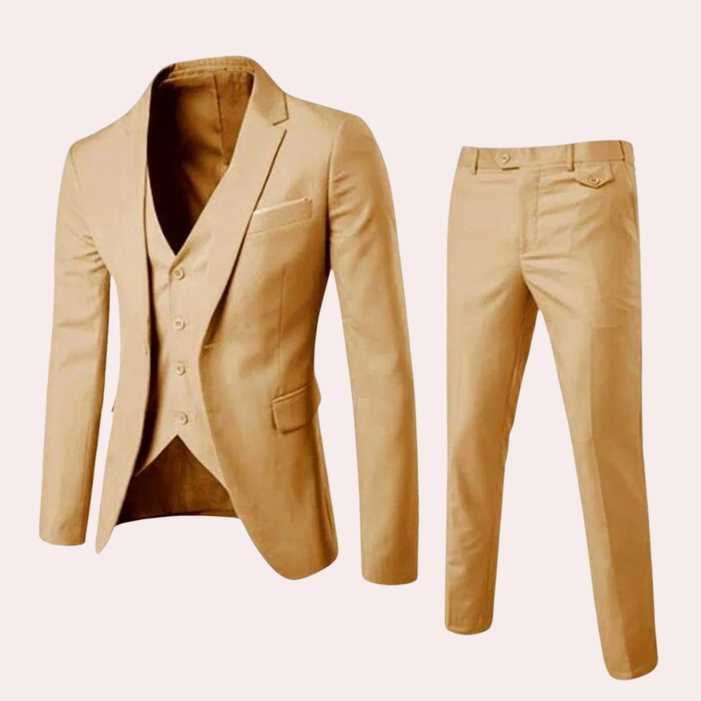 Men's black formal two-piece suit single-breasted blazer classic lapels straight-leg trousers professional