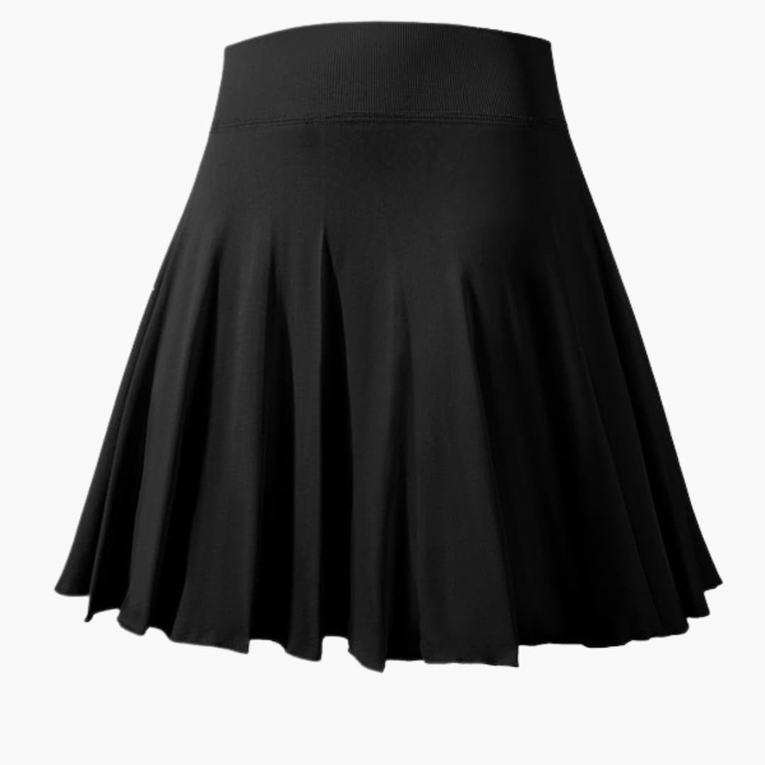 Women's pleated sports skirt with elastic waistband, pull-on fit, clean lines for active wear