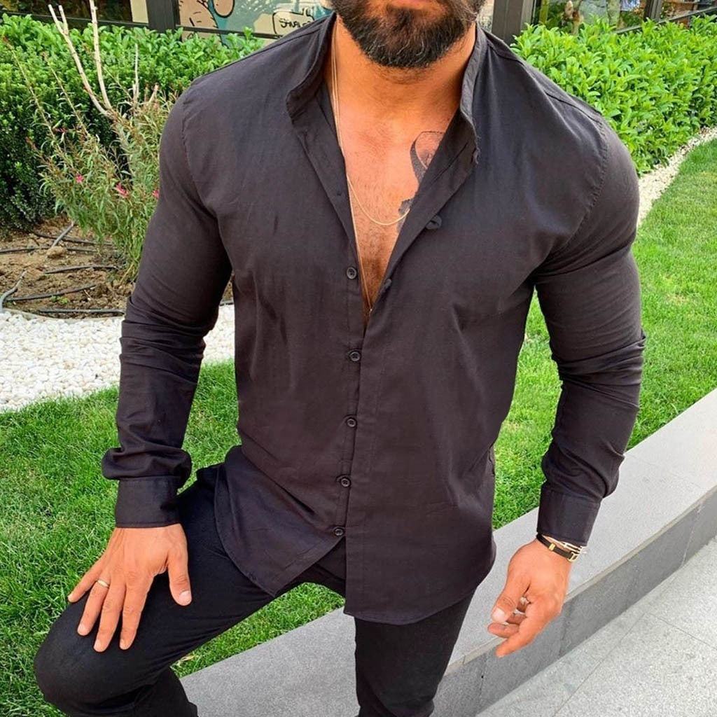 Men's white linen shirt elegant slim fit breathable plain fabric timeless style