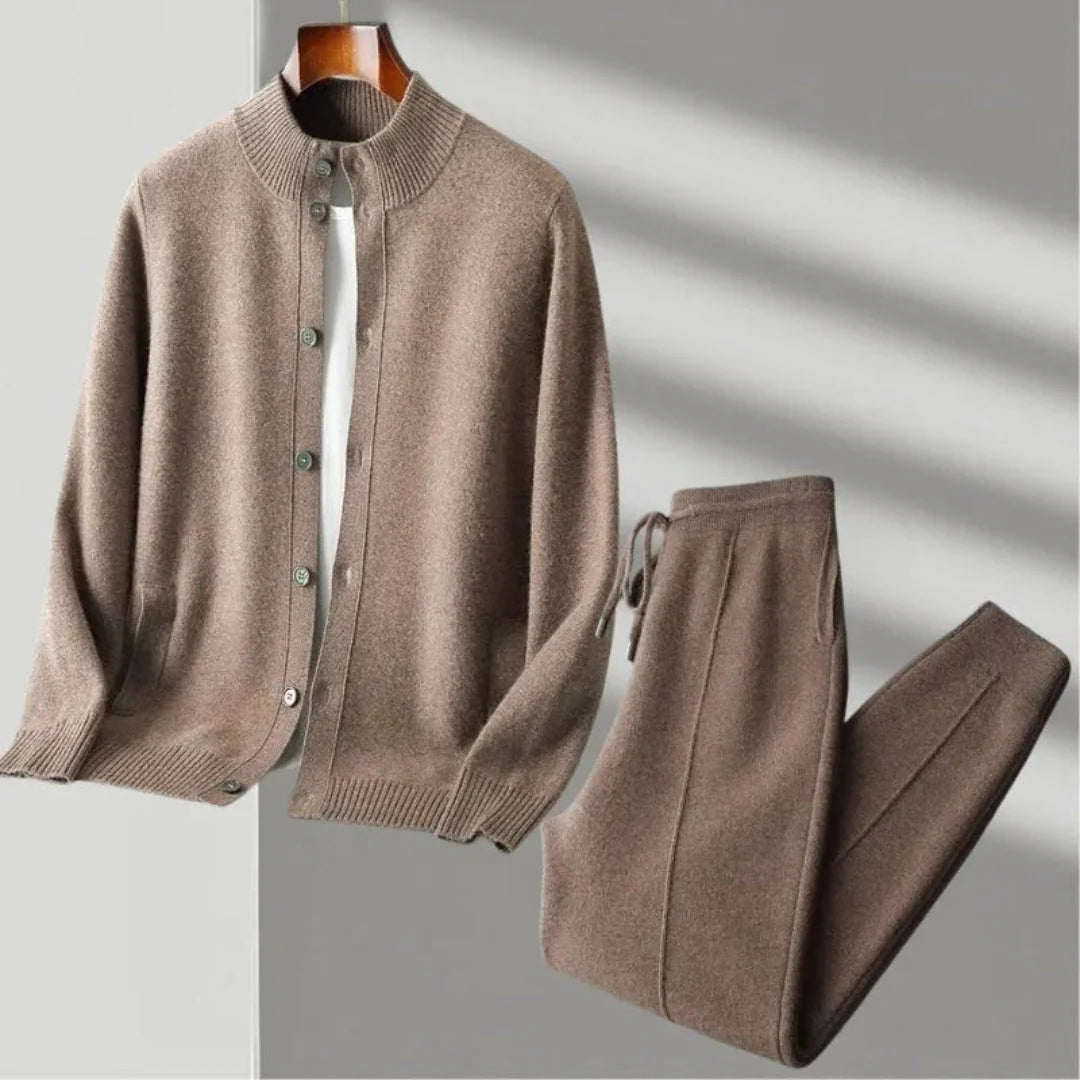 Kade unisex merino wool cardigan and wide-leg jogger pants breathable temperature-regulating loungewear set