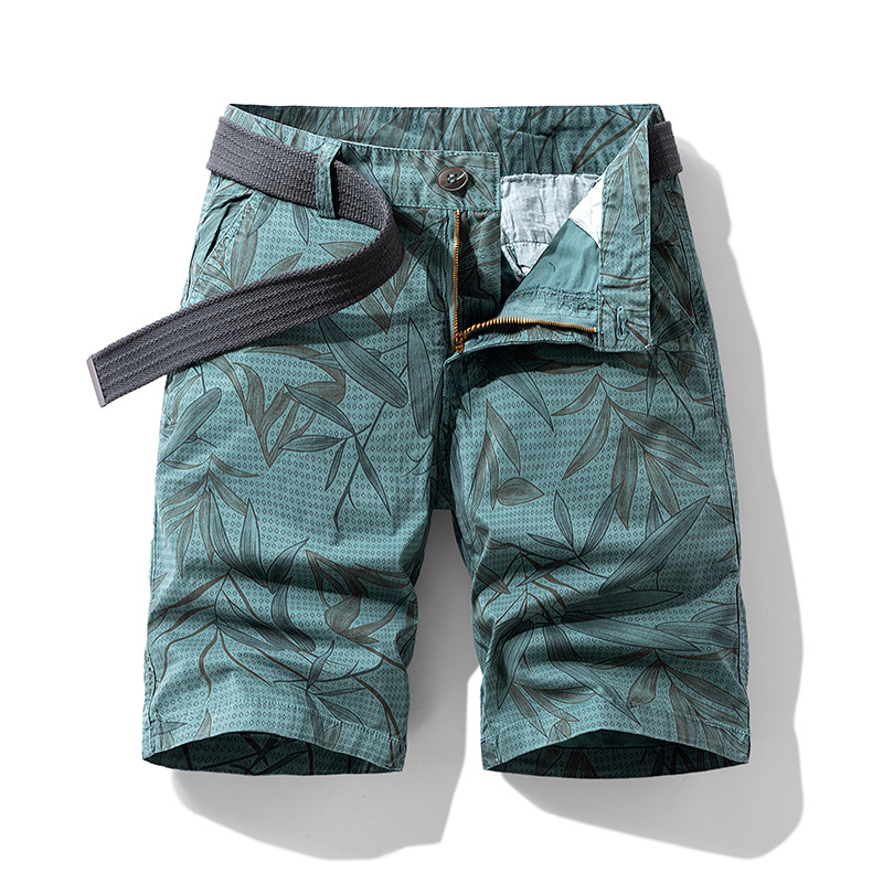Men's cargo shorts tropical island print lightweight breathable built-in belt relaxed fit outdoor adventure