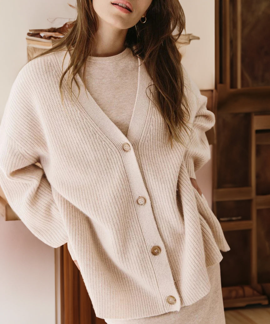 Women's luxurious knit longline cardigan Beatrix Edition flattering figure-hugging everyday elegance