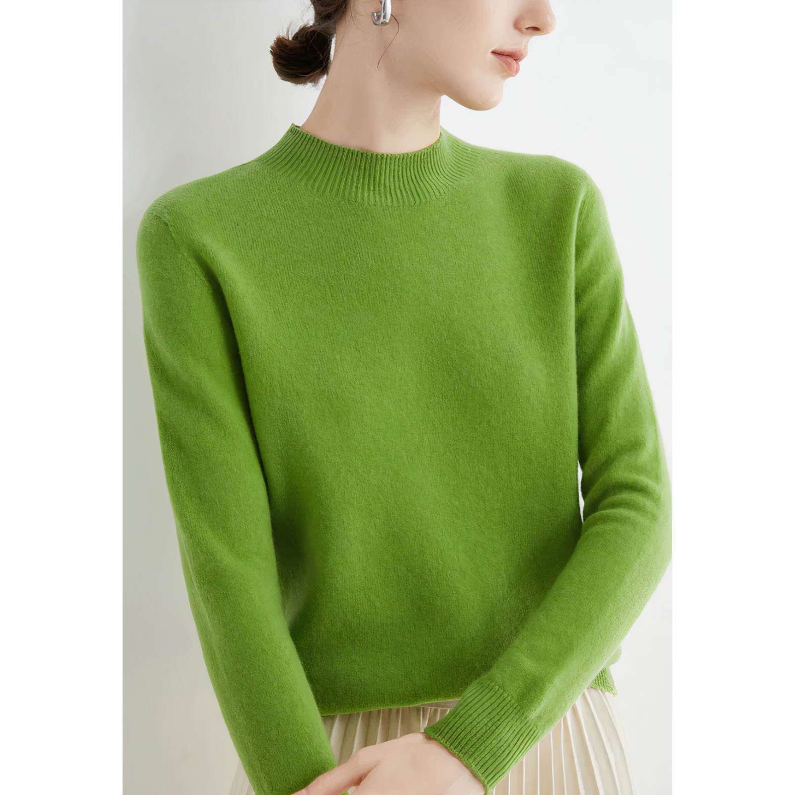 Women's mock neck pullover sweater classic fit, ultra-soft premium knit for office and casual wear