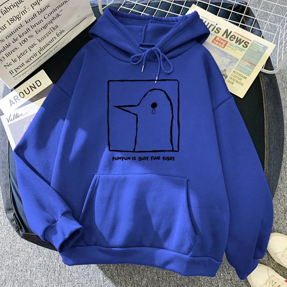 Women's Punpun anime graphic hoodie in casual fit with bold manga-inspired character print design