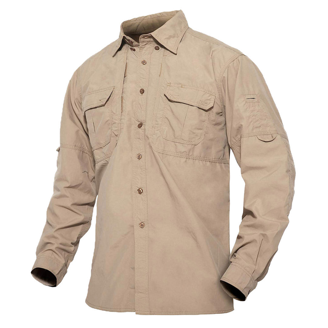 Men's quick-dry UV protection long sleeve hiking shirt, breathable nylon mesh fabric outdoor style