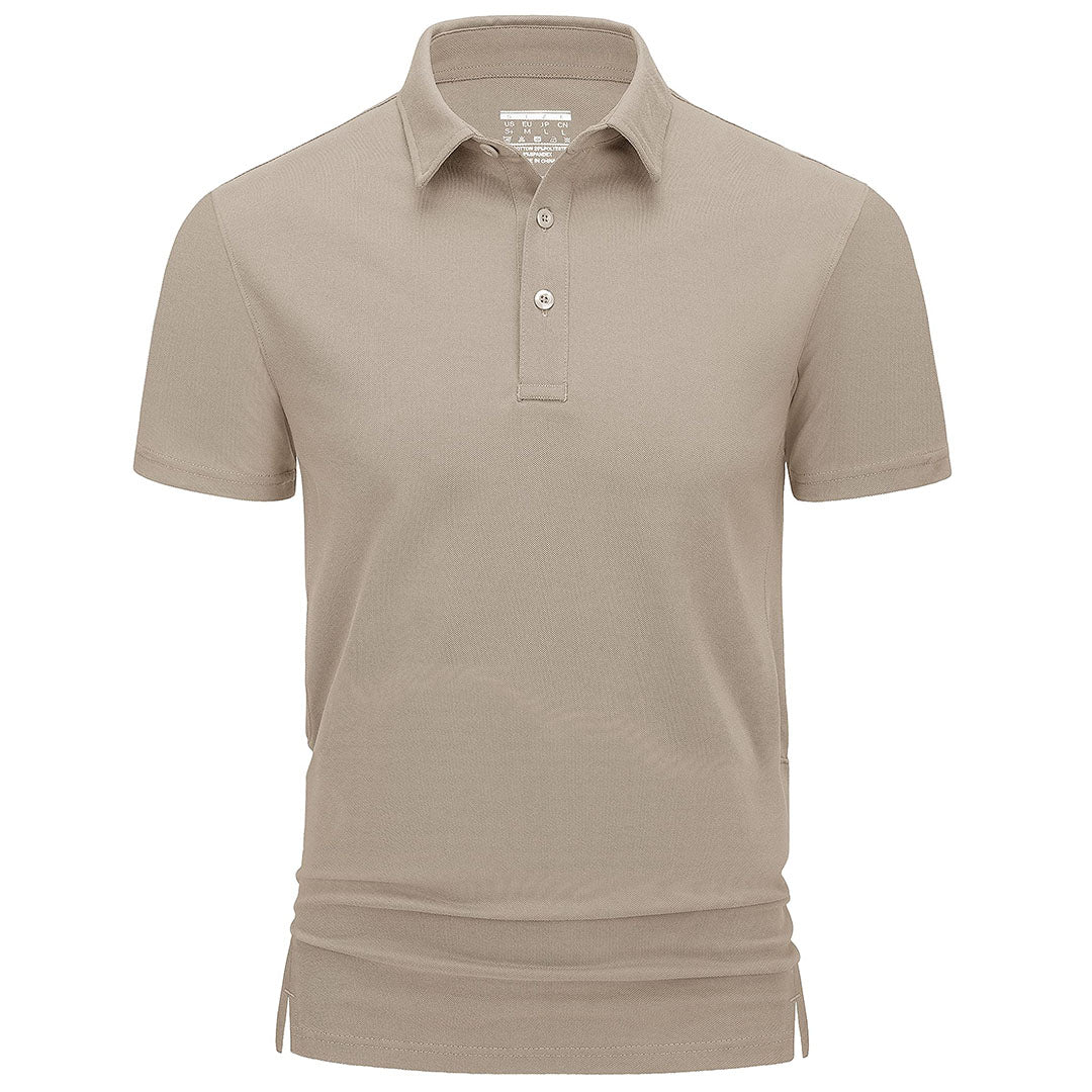 Men's quick-dry golf polo shirt breathable stretch fabric casual outdoor athletic fit lightweight