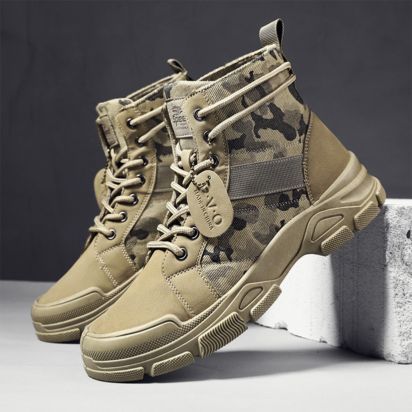 Isaiah men's brown lace-up boots with soft lining and rugged durable sole for all-day comfort