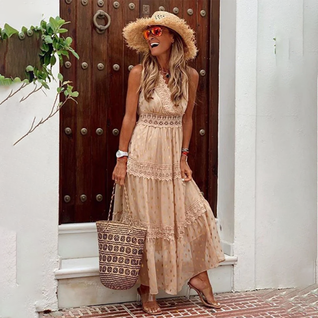 Women's boho cotton summer dress flattering fit effortless chic style breathable soft fabric
