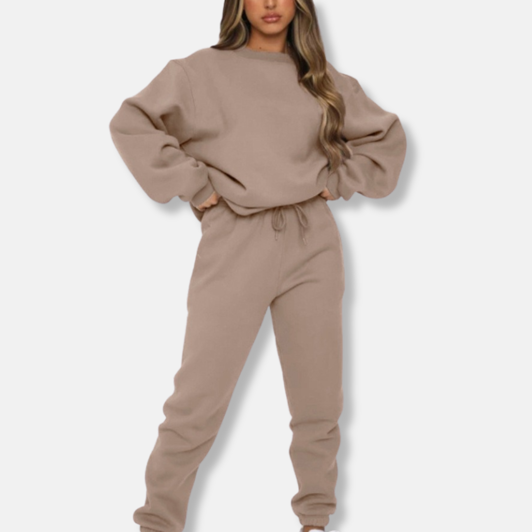 Women's cotton blend two-piece set relaxed fit with elastic drawstring waist casual everyday comfort