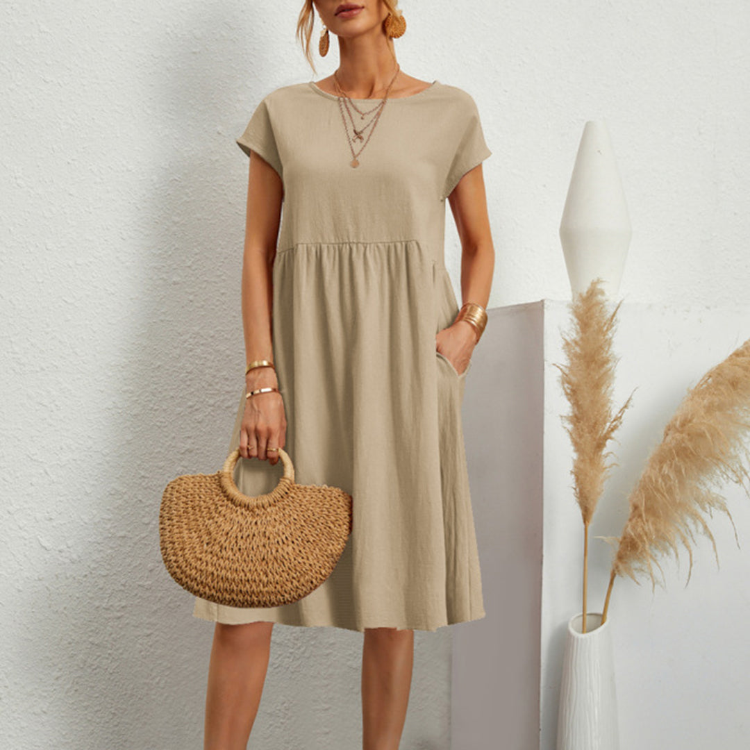 Women's Anna A-line midi dress comfortable flattering fit versatile everyday style mid-calf length