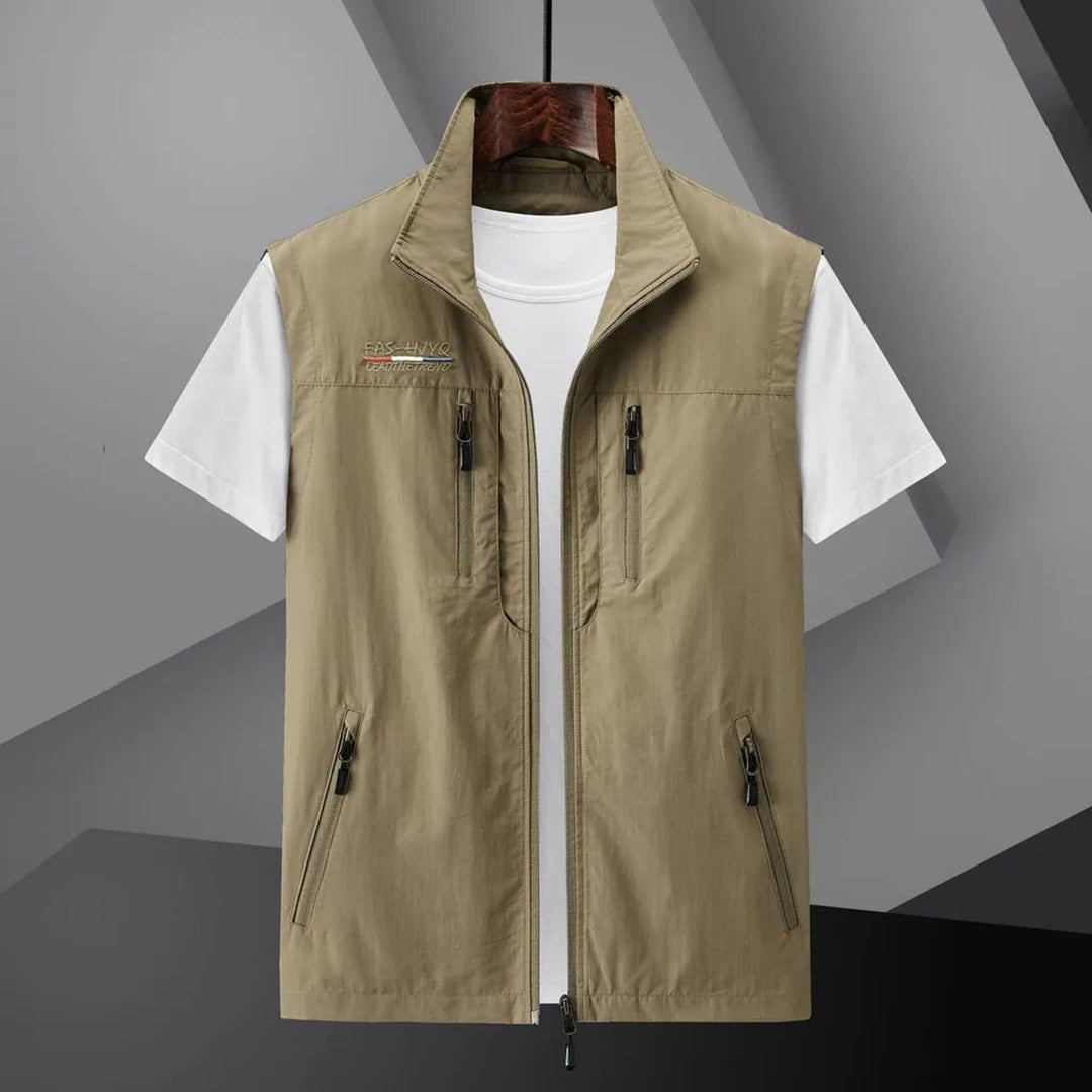 Men's lightweight utility vest with multiple pockets, classic fit, durable design for outdoor travel