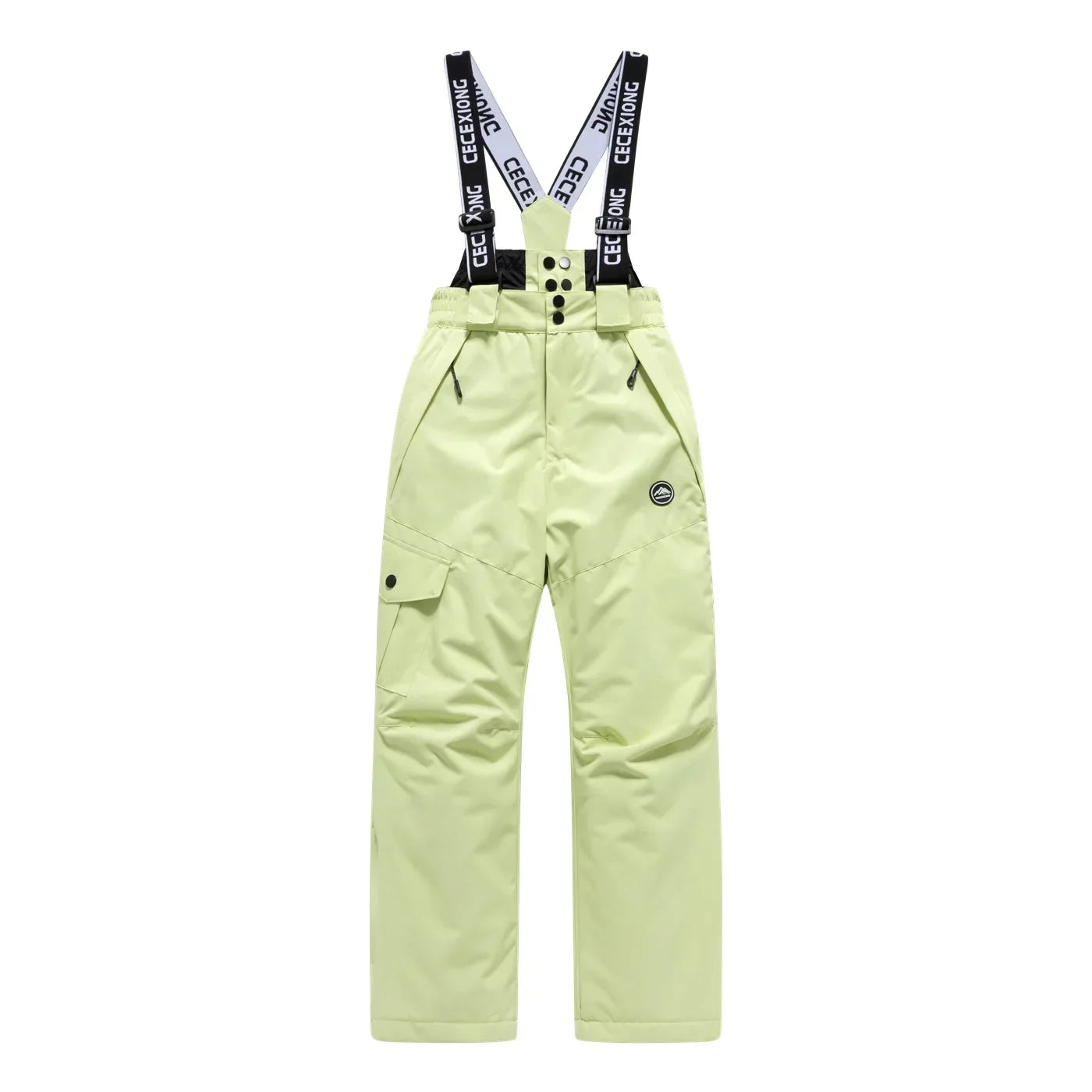 Kids unisex windproof water-repellent ski pants in bold colors for warm dry winter snow sports comfort
