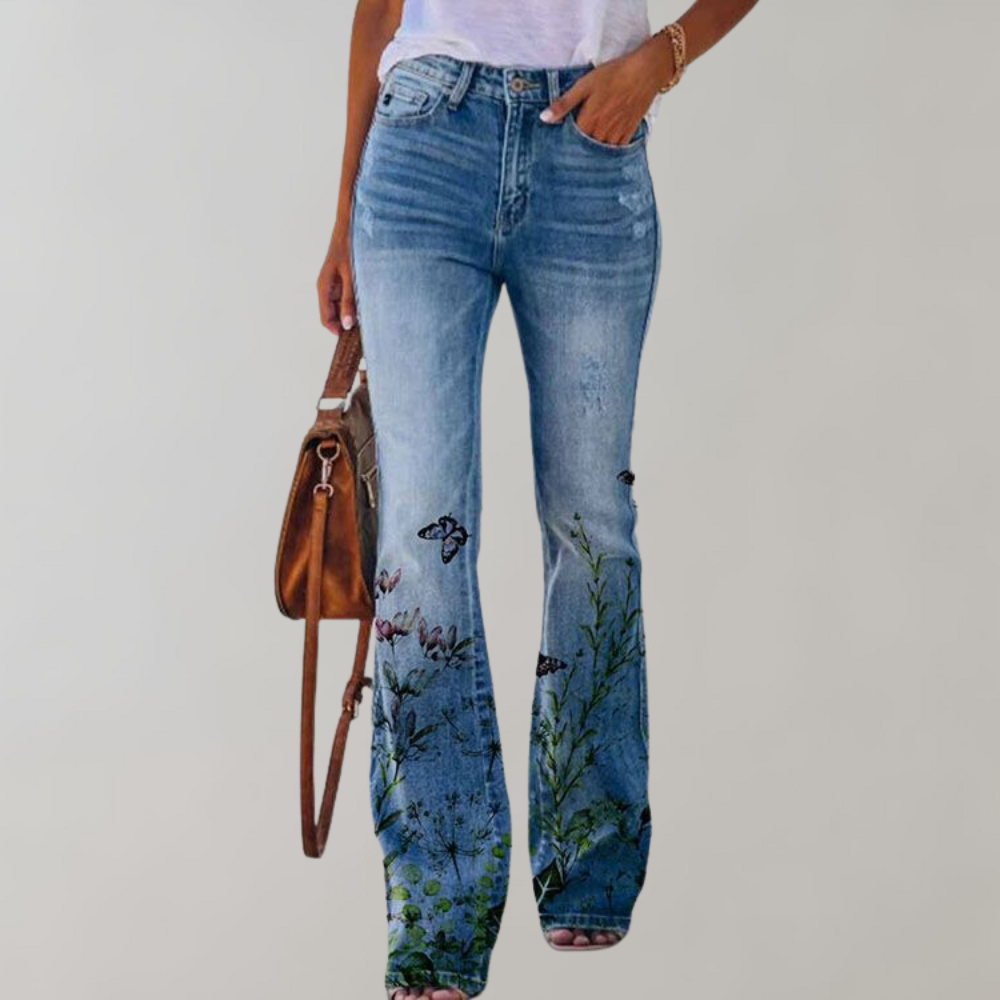 Women's flare pants vibrant floral print lightweight cotton relaxed fit summer wide-leg silhouette