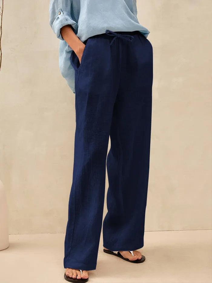 Selah women's loose fit linen pants breathable lightweight beige summer everyday comfort