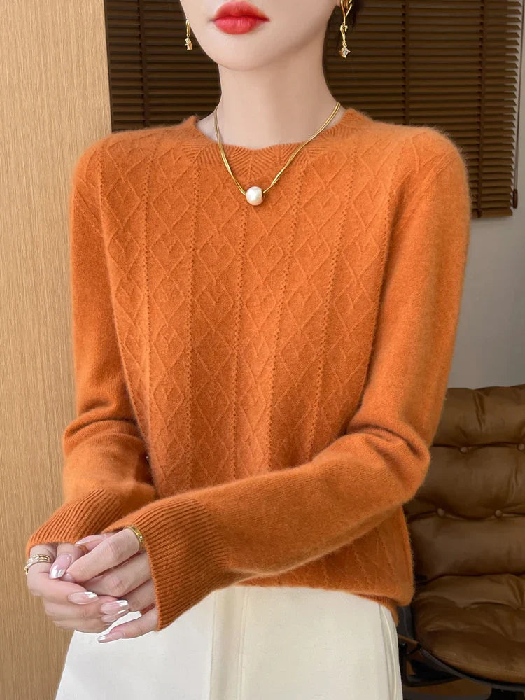 Women's lightweight merino wool sweater, soft knit design in classic style with extrafine Australian wool