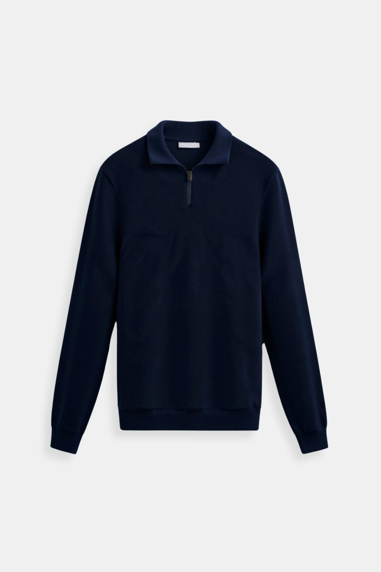 Men's wool half-zip sweater with high collar, classic knit regular fit for winter warmth