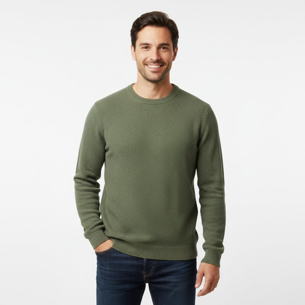 Unisex fine knit crew neck sweater timeless elegant silhouette soft everyday comfort