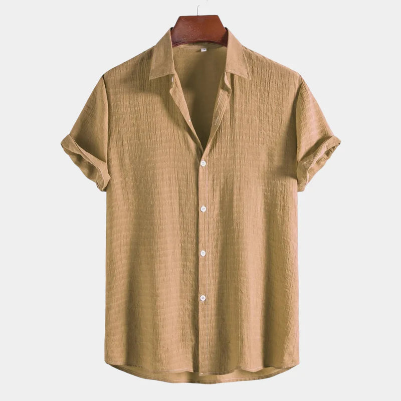 Unisex classic-fit white cotton shirt, breathable summer casual wear with timeless silhouette