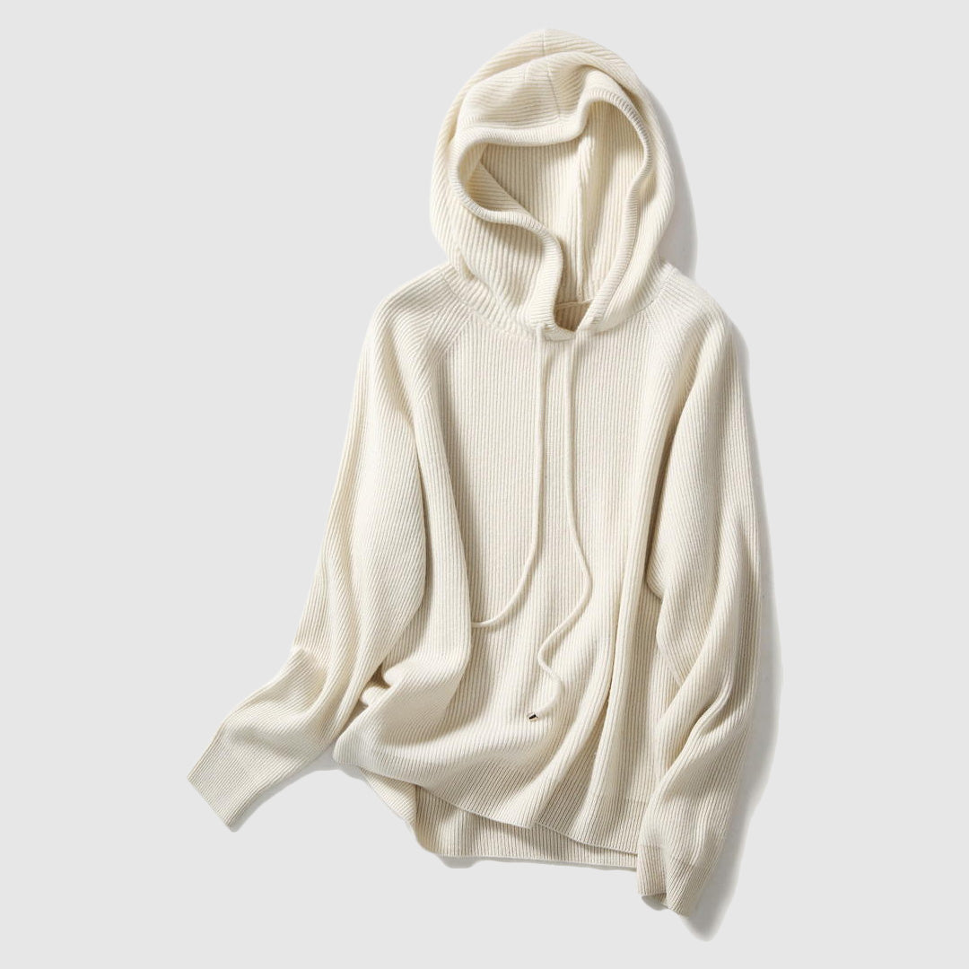 Women's soft cashmere hooded knit sweater loose fit cozy winter style ultra-warm thick knit