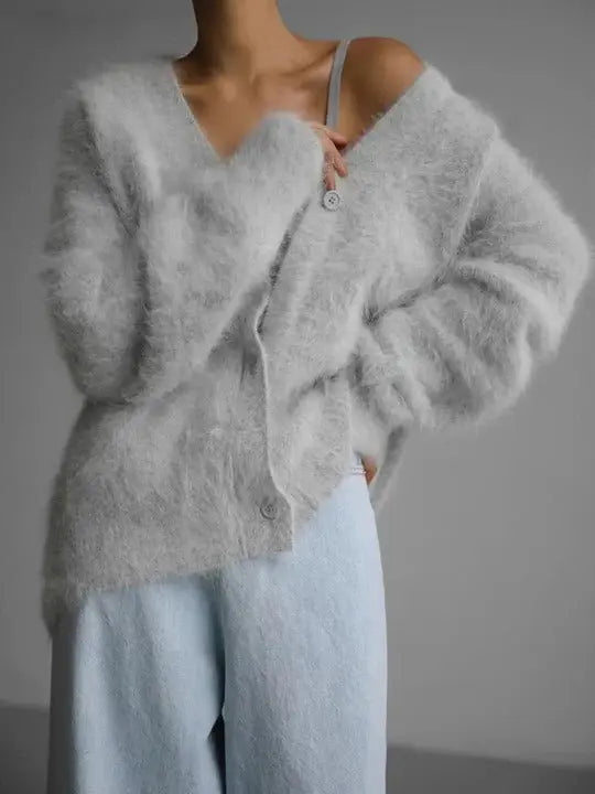 Women soft knitted cardigan cozy versatile layering essential with button closure for everyday outfits