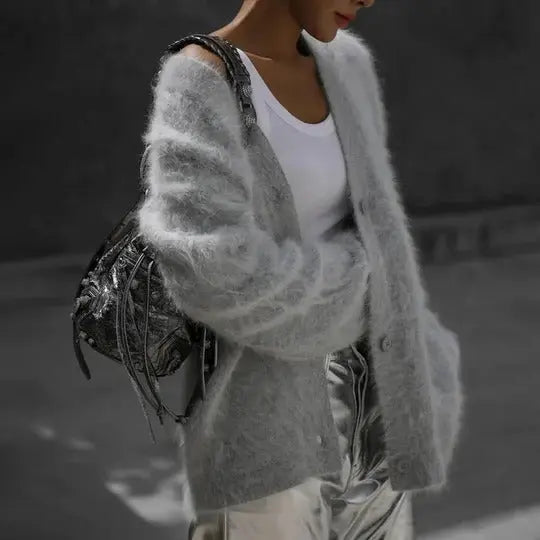 Women soft knitted cardigan cozy versatile layering essential with button closure for everyday outfits