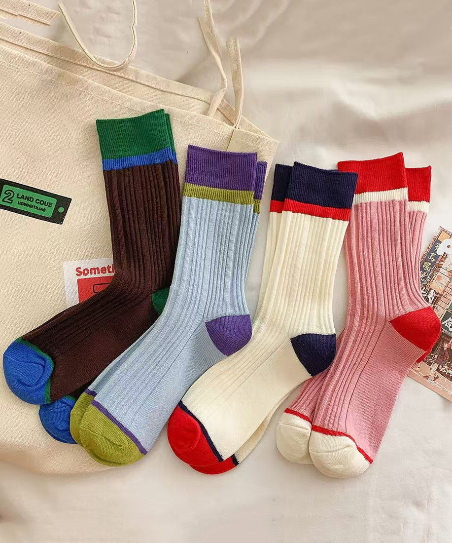 Chaussettes mi-mollet style coréen colorblock printemps-automne - Urbann-Vibe