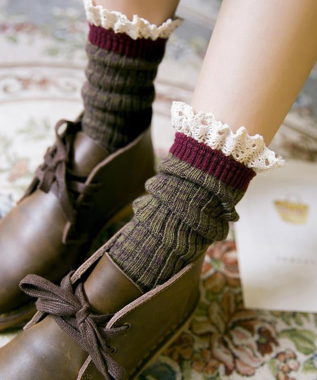 Chaussettes mi-mollet style coréen en dentelle patchwork automne-hiver - Urbann-Vibe