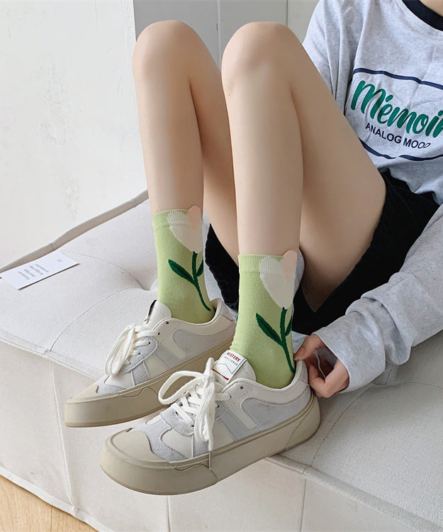 Chaussettes mi-mollet en coton jacquard version coréenne - Urbann-Vibe