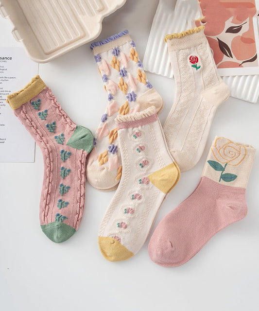 Chaussettes polyvalentes en coton jacquard à volants, version coréenne - Urbann-Vibe