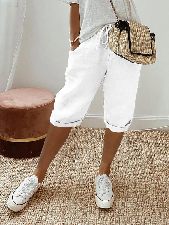 Women's soft pink cotton linen blend shorts lightweight breathable summer casual comfort fit