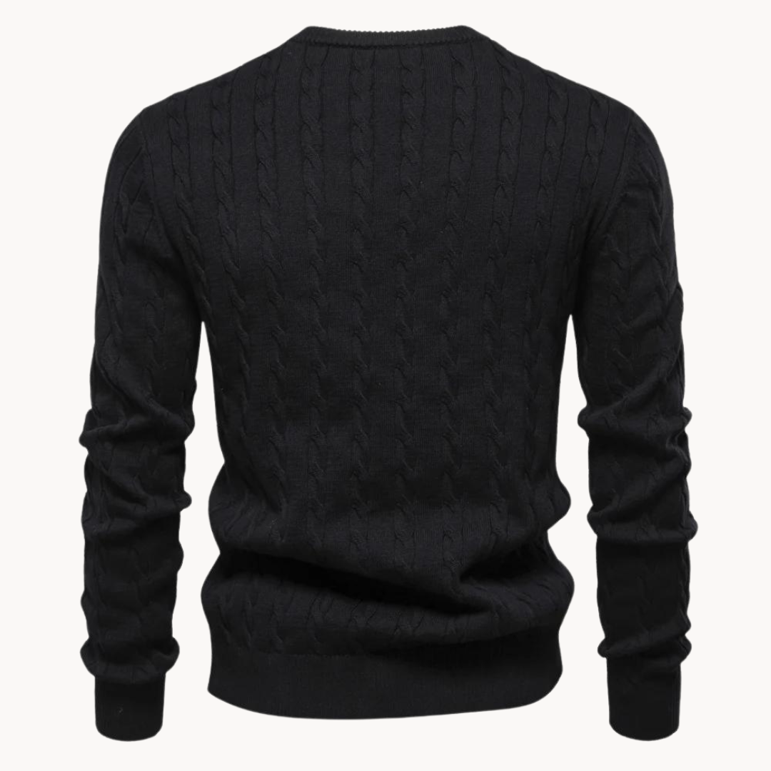 Unisex cable knit crew neck sweater lightweight breathable layering everyday casual style