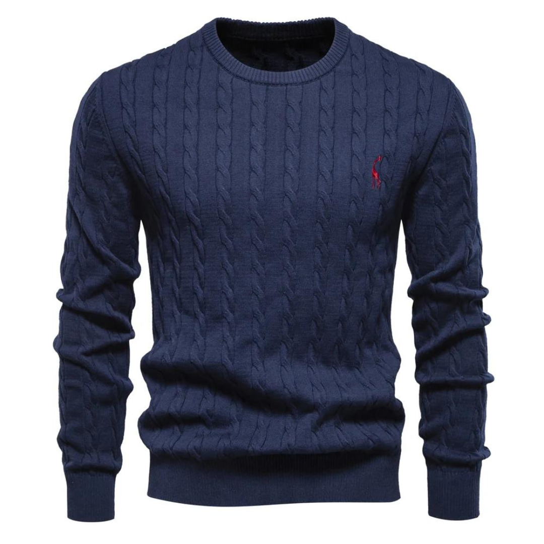 Kosta unisex cable knit crew neck sweater lightweight breathable ribbed trim everyday layering