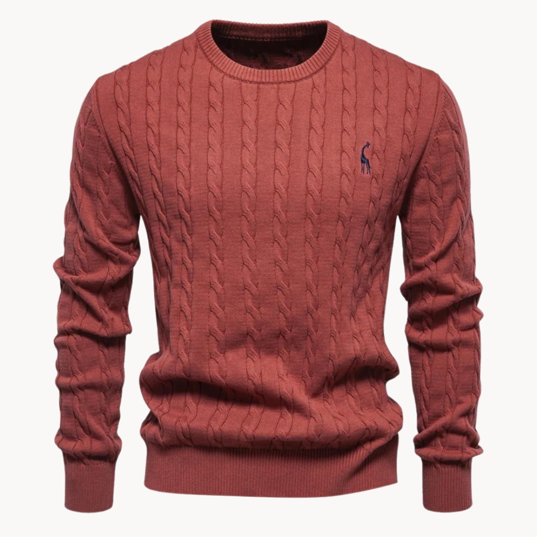 Unisex cable knit crew neck sweater lightweight breathable layering everyday style