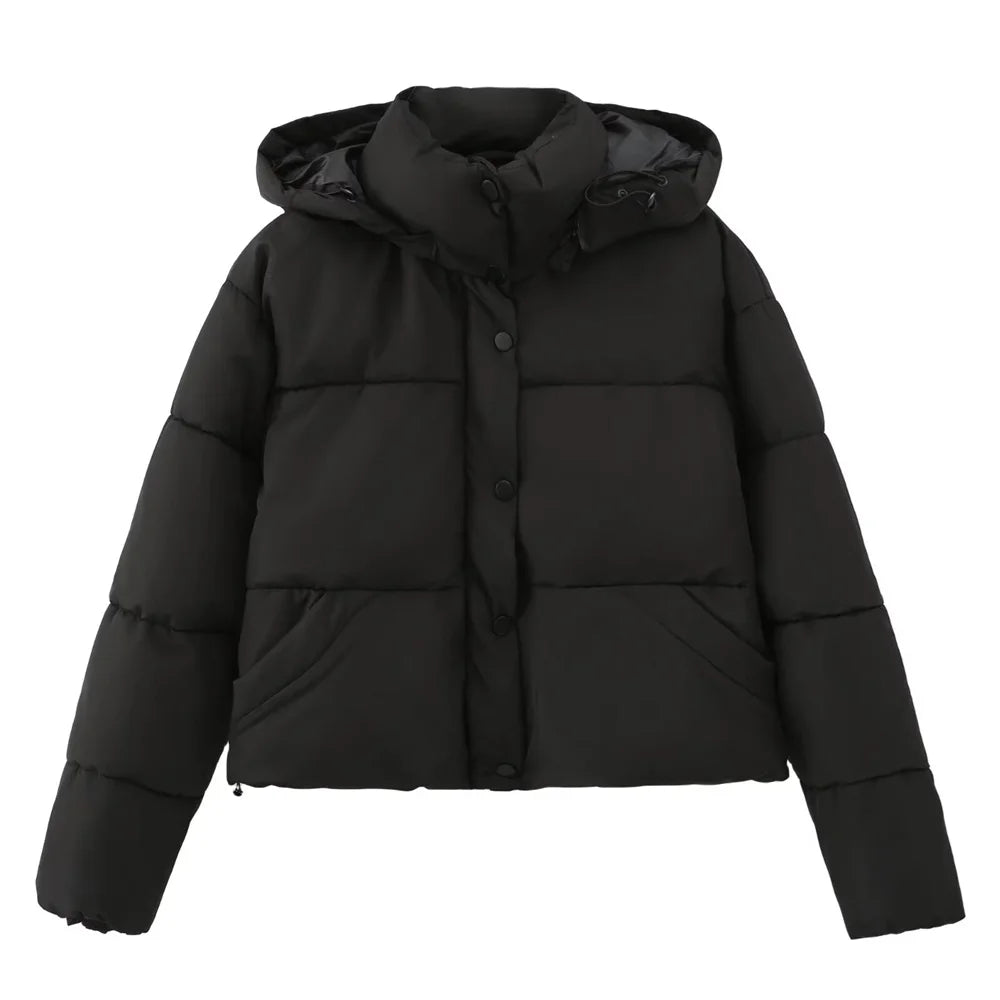 Women's cotton hooded jacket autumn winter warmth long sleeves breathable everyday style