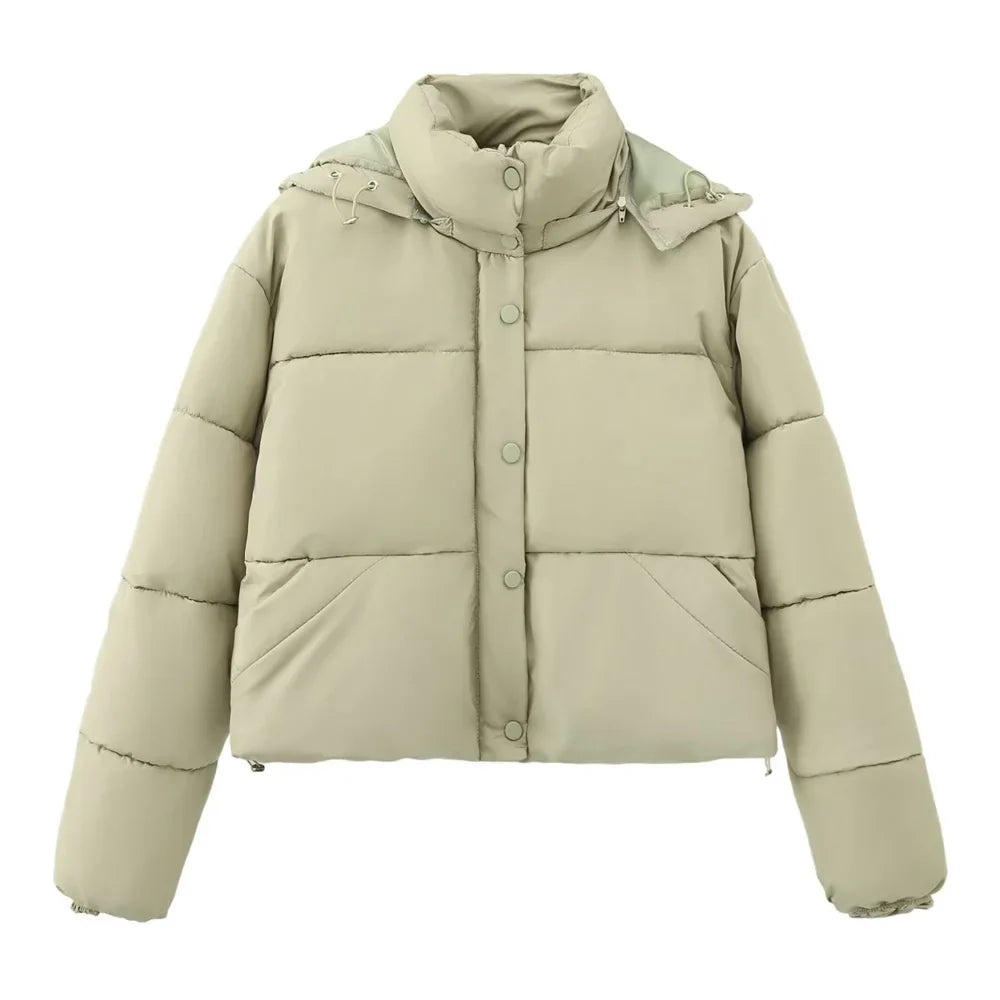 Women's cotton hooded jacket autumn winter warmth long sleeves breathable everyday wear
