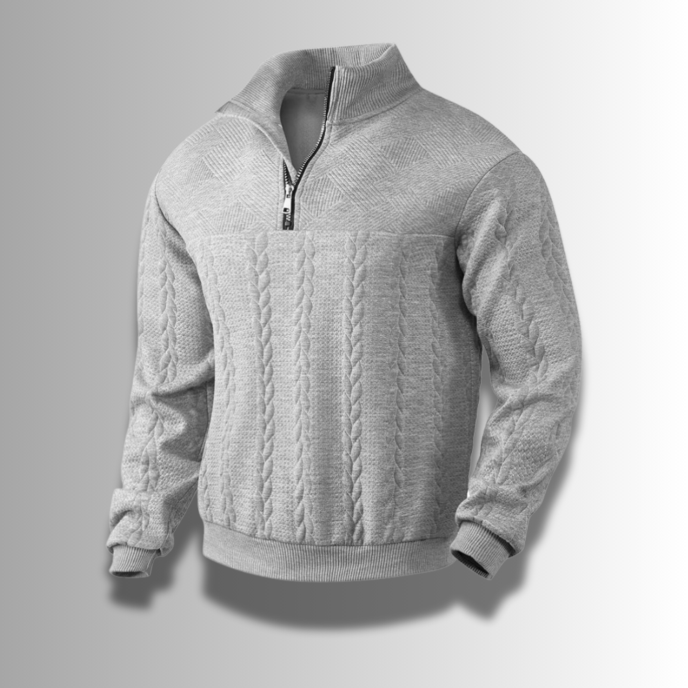 Men's merino wool zip-up sweater, slim-fit everyday style with natural temperature regulation